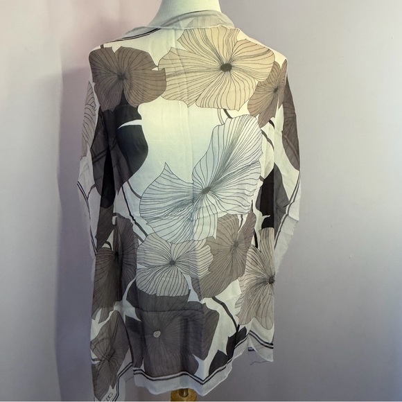 Silk Scarf-BCBG Sheer Patterned Scarf, Beautiful - Picture 2 of 11